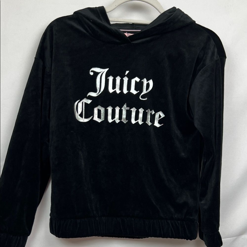 Juicy Couture Black velour hooded sweatshirt brand new with tags size 12/14